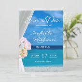 Elegant Blue Ocean Beach Save the Date Invitation (Staand voorkant)
