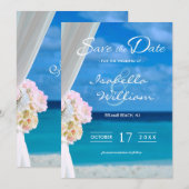 Elegant Blue Ocean Beach Save the Date Invitation (Voorkant / Achterkant)