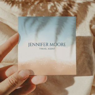 Elegant Blue Ocean Beach Shore Sand Vierkante Visitekaartje