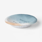 Elegant Blue Ocean Beach Shore Sand Wedding Papieren Kommen (Gebogen)