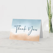 Elegant Blue Ocean Beach Shore Zand Bruiloft Bedankkaart (Voorkant)