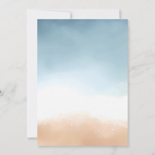 Elegant Blue Ocean Beach Shore Zand Bruiloft Bedankkaart (Achterkant)