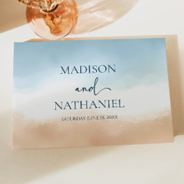 Elegant Blue Ocean Beach Shore Zand Bruiloft Gastenboek