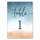 Elegant Blue Ocean Beach Shore Zand Bruiloft Kaart (Voorkant)