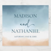 Elegant Blue Ocean Beach Shore Zand Bruiloft Likeurfles Etiket (Enkel label)