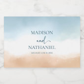 Elegant Blue Ocean Beach Shore Zand Bruiloft Likeurfles Etiket (Enkel label)