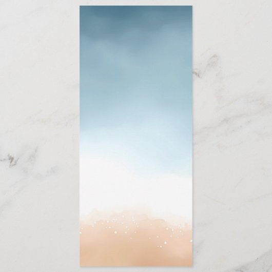 Elegant Blue Ocean Beach Shore Zand Bruiloft Menu (Achterkant)