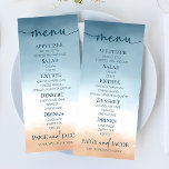 Elegant Blue Ocean Beach Shore Zand Bruiloft Menu<br><div class="desc">Dit is een Elegant Blue Ocean Beach Shore Sand Wedding menu.</div>
