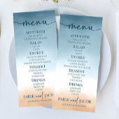 Elegant Blue Ocean Beach Shore Zand Bruiloft Menu