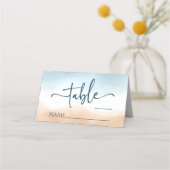 Elegant Blue Ocean Beach Shore Zand Bruiloft Plaatskaartje (Voorkant)