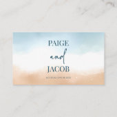 Elegant Blue Ocean Beach Shore Zand Bruiloft Plaatskaartje (Achterkant)