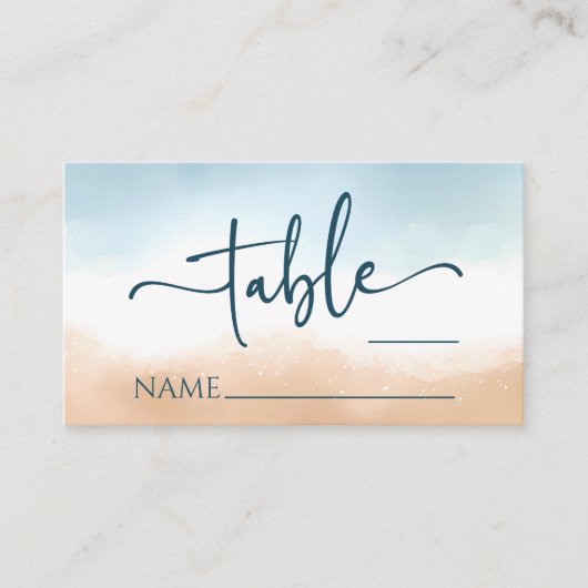 Elegant Blue Ocean Beach Shore Zand Bruiloft Plaatskaartje (Voorkant)