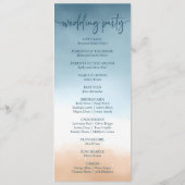 Elegant Blue Ocean Beach Shore Zand Bruiloft Programmakaart (Achterkant)