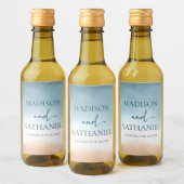 Elegant Blue Ocean Beach Shore Zand Bruiloft Wijn Etiket (Flessen)