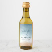 Elegant Blue Ocean Beach Shore Zand Bruiloft Wijn Etiket (Voorkant)