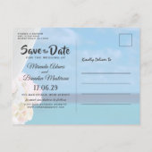 Elegant Blue Ocean Beach Summer Save the Date Aankondigingskaart (Achterkant)
