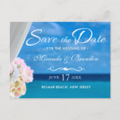 Elegant Blue Ocean Beach Summer Save the Date Aankondigingskaart (Voorkant)