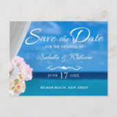 Elegant Blue Ocean Beach Summer Save the Date Aankondigingskaart (Voorkant)