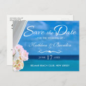 Elegant Blue Ocean Beach Summer Save the Date Aankondigingskaart (Voorkant / Achterkant)