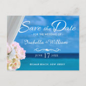 Elegant Blue Ocean Beach Summer Save the Date Aankondigingskaart (Voorkant)