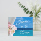 Elegant Blue Ocean Beach Summer Save the Date Aankondigingskaart (Staand voorkant)