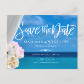 Elegant Blue Ocean Beach Summer Save the Date Aankondigingskaart (Voorkant)