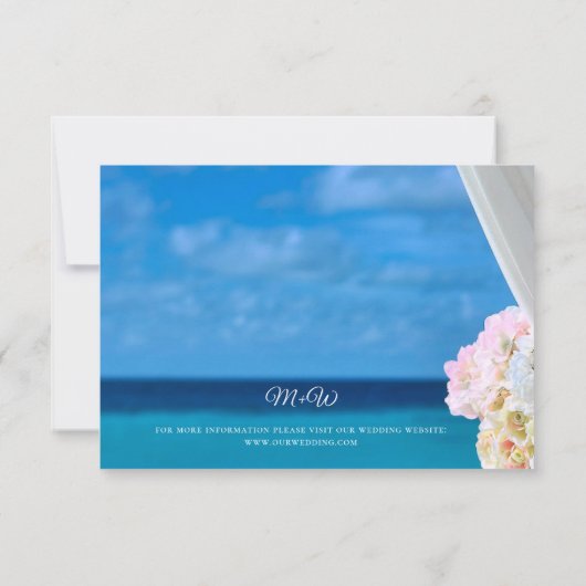 Elegant Blue Ocean Beach Summer Save the Date Kaar (Achterkant)