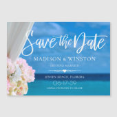 Elegant Blue Ocean Beach Summer Save the Date Magnetische Uitnodiging (Voorkant)