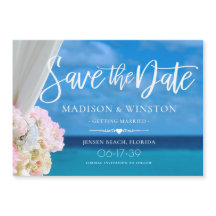 Elegant Blue Ocean Beach Summer Save the Date