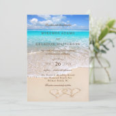 Elegant Blue Ocean Tropical Beach Wedding Kaart (Staand voorkant)