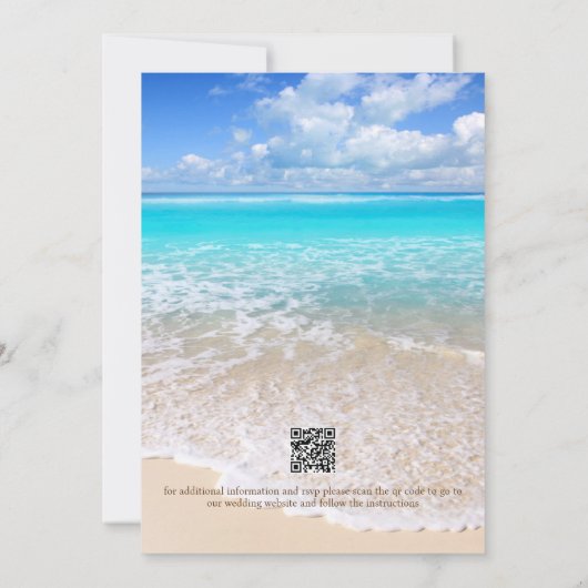 Elegant Blue Ocean Tropical Beach Wedding Kaart (Achterkant)