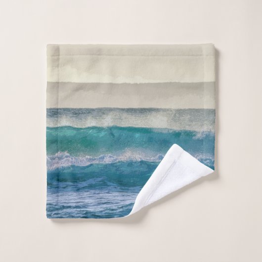 Elegant Blue Ocean Waves Acryllic Artwork | Bad Handdoek (Wasdoekje)