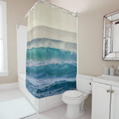 Elegant Blue Ocean Waves Acryllic Artwork | Douchegordijn (In situ)