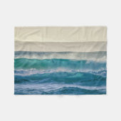 Elegant Blue Ocean Waves Acryllic Artwork | Fleece Deken (Voorkant (Horizontaal))