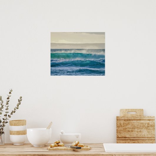 Elegant Blue Ocean Waves Acryllic Artwork | Poster (Keuken)