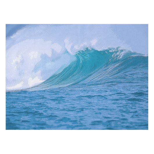 Elegant Blue Ocean Waves Acryllic Artwork | Tafelkleed (Voorkant (Horizontaal))