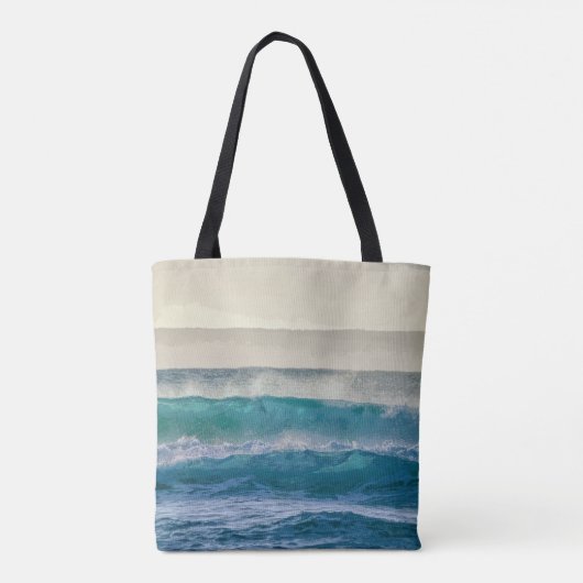 Elegant Blue Ocean Waves Acryllic Artwork | Tote Bag (Achterkant)