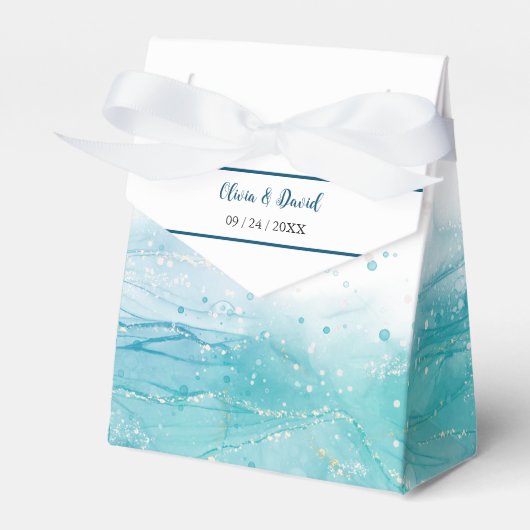 Elegant Blue Ocean Wedding Favor Box Bedankdoosjes (Voorkant Zijde)