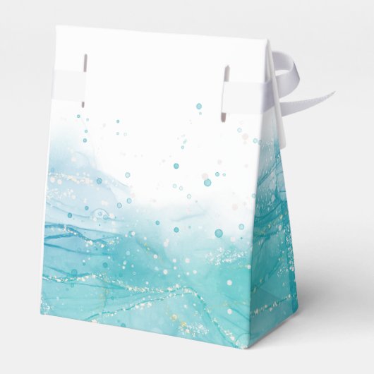 Elegant Blue Ocean Wedding Favor Box Bedankdoosjes (Achterkant)