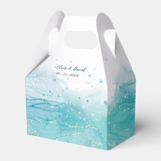 Elegant Blue Ocean Wedding Favor Box Bedankdoosjes (Voorkant Zijde)