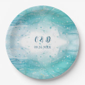 Elegant Blue Ocean Wedding Papieren Bordje (Voorkant)