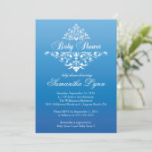 Elegant Blue Ombre Baby shower Invitation Kaart (Staand voorkant)