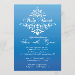 Elegant Blue Ombre Baby shower Invitation Kaart