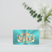 Elegant blue ombre lotus flower yoga visitekaartje (Staand voorkant)