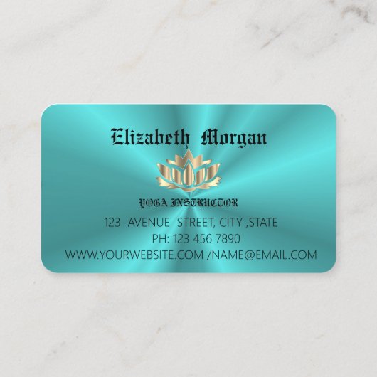 Elegant blue ombre lotus flower yoga visitekaartje (Achterkant)