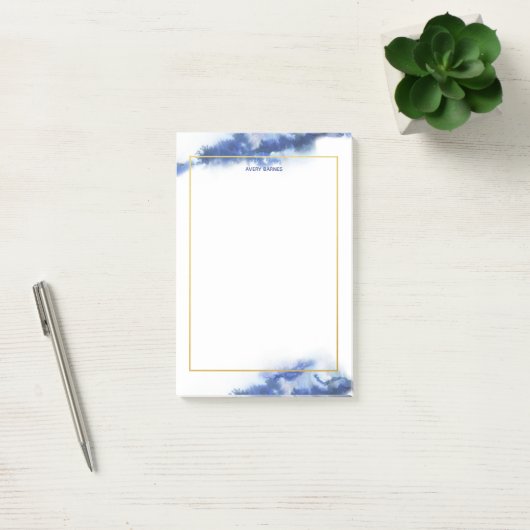 Elegant Blue Ombre Marble, gepersonaliseerd Post-it® Notes (Kantoor)