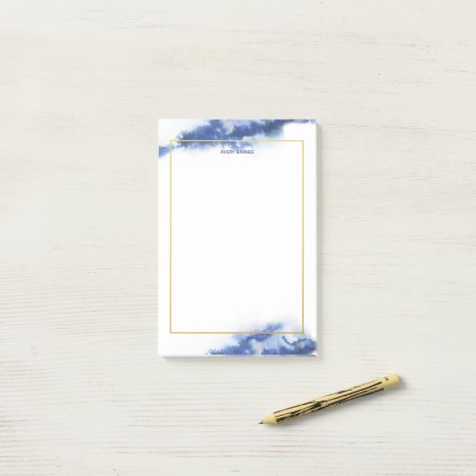 Elegant Blue Ombre Marble, gepersonaliseerd Post-it® Notes (Op bureau)