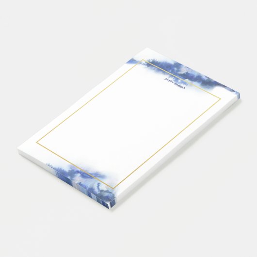 Elegant Blue Ombre Marble, gepersonaliseerd Post-it® Notes (Schuin)