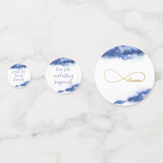 Elegant Blue Ombre Marble Gold Love Infineity Confetti (Achterkanten)
