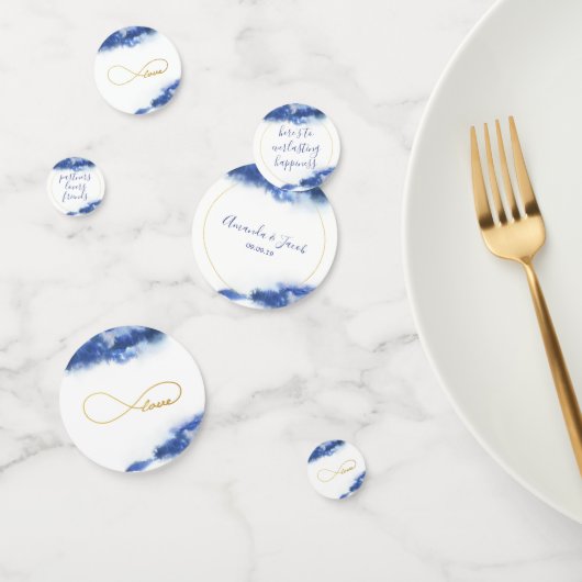 Elegant Blue Ombre Marble Gold Love Infineity Confetti (Groep)